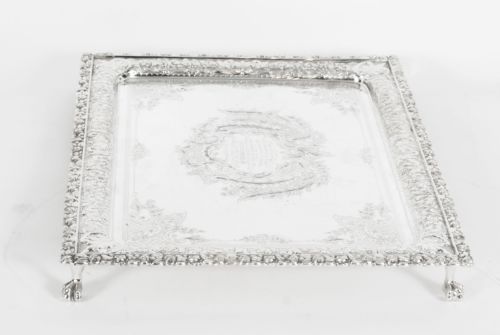 ANTIQUE SILVER PLATED SALVER BY FENTON RUSSEL C1880 19TH C - ADDITIONAL PHOTO 10