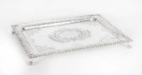 ANTIQUE SILVER PLATED SALVER BY FENTON RUSSEL C1880 19TH C - ADDITIONAL PHOTO 11