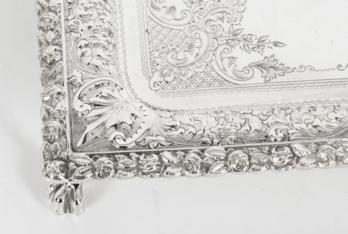 ANTIQUE SILVER PLATED SALVER BY FENTON RUSSEL C1880 19TH C - ADDITIONAL PHOTO 13