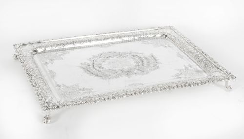 ANTIQUE SILVER PLATED SALVER BY FENTON RUSSEL C1880 19TH C - ADDITIONAL PHOTO 17