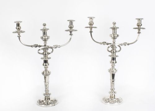 Antique Pair Regency Old Sheffield Plate Candelabra C1820 19th C
