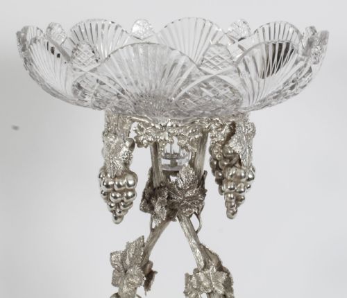 fig 1. Antique Scottish Silver Plate Cut Glass Comport Stag Centrepiece 19th C
