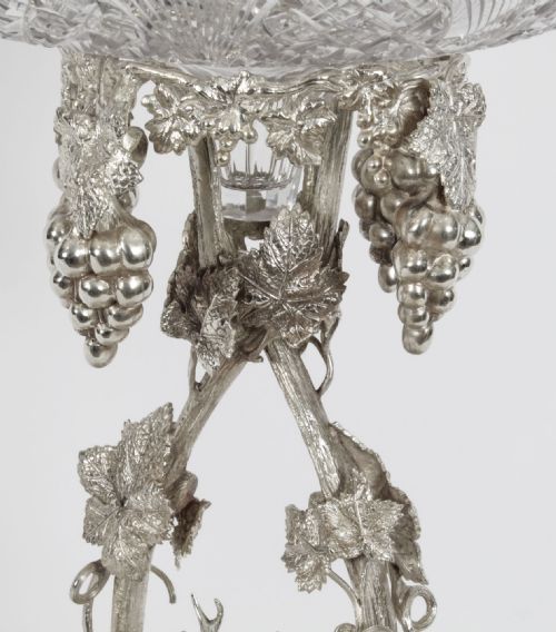 fig 2. Antique Scottish Silver Plate Cut Glass Comport Stag Centrepiece 19th C
