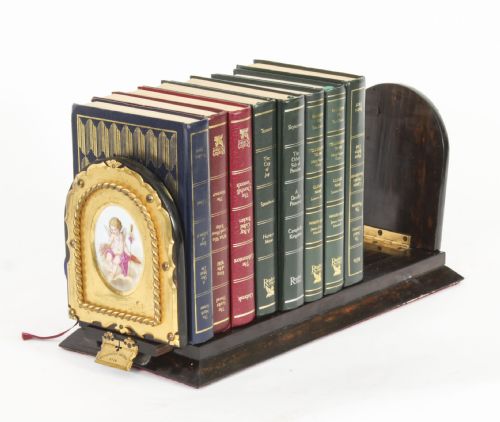 fig 1. Antique Victorian Betjemann's Porcelain Coromandel Book Slide 19th C