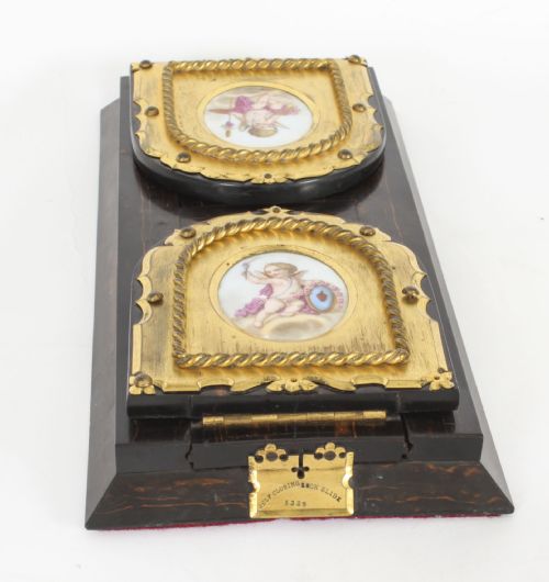 fig 8. Antique Victorian Betjemann's Porcelain Coromandel Book Slide 19th C