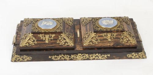 Antique Betjemann's Coromandel & Wedgewood Book Slide 19th C
