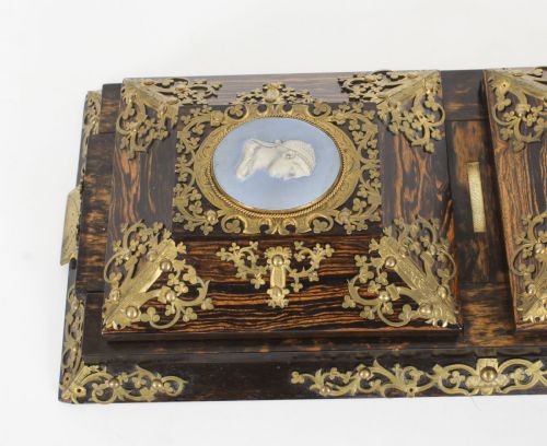 fig 2. Antique Betjemann's Coromandel & Wedgewood Book Slide 19th C
