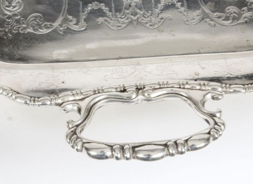 fig 2. Antique English Neo-classical Silver Plate tray James Deakin c.1870 19th C