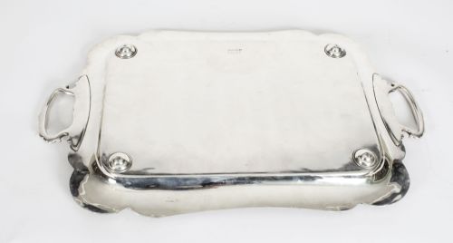 fig 3. Antique English Neo-classical Silver Plate tray James Deakin c.1870 19th C