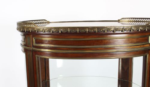 ANTIQUE FRENCH OVAL FREE STANDING VERNIS MARTIN CABINET VITRINE 19TH C - ADDITIONAL PHOTO 4