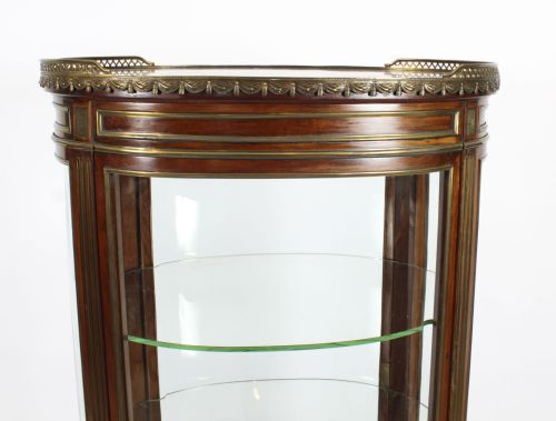 ANTIQUE FRENCH OVAL FREE STANDING VERNIS MARTIN CABINET VITRINE 19TH C - ADDITIONAL PHOTO 5