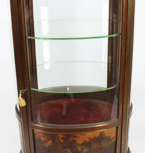 ANTIQUE FRENCH OVAL FREE STANDING VERNIS MARTIN CABINET VITRINE 19TH C - ADDITIONAL PHOTO 6