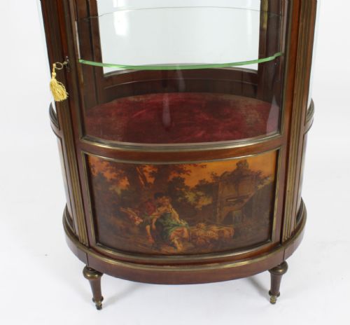ANTIQUE FRENCH OVAL FREE STANDING VERNIS MARTIN CABINET VITRINE 19TH C - ADDITIONAL PHOTO 7