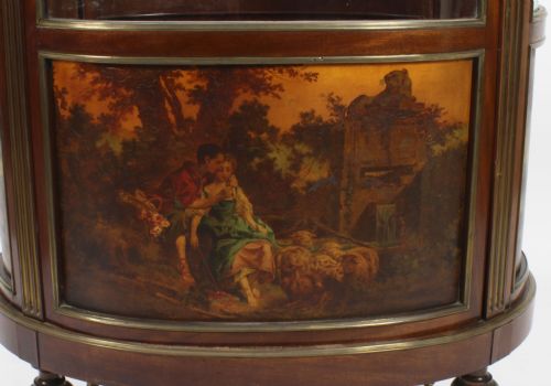 ANTIQUE FRENCH OVAL FREE STANDING VERNIS MARTIN CABINET VITRINE 19TH C - ADDITIONAL PHOTO 8