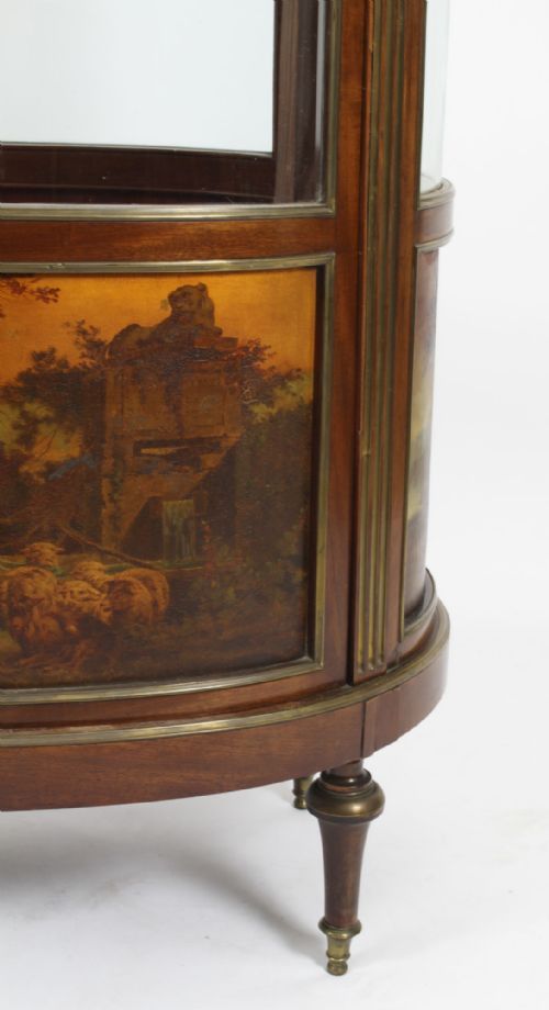 ANTIQUE FRENCH OVAL FREE STANDING VERNIS MARTIN CABINET VITRINE 19TH C - ADDITIONAL PHOTO 10