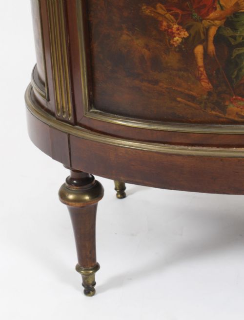 ANTIQUE FRENCH OVAL FREE STANDING VERNIS MARTIN CABINET VITRINE 19TH C - ADDITIONAL PHOTO 11