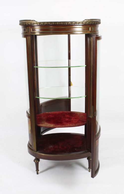 ANTIQUE FRENCH OVAL FREE STANDING VERNIS MARTIN CABINET VITRINE 19TH C - ADDITIONAL PHOTO 13