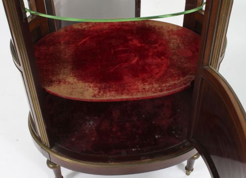 ANTIQUE FRENCH OVAL FREE STANDING VERNIS MARTIN CABINET VITRINE 19TH C - ADDITIONAL PHOTO 14