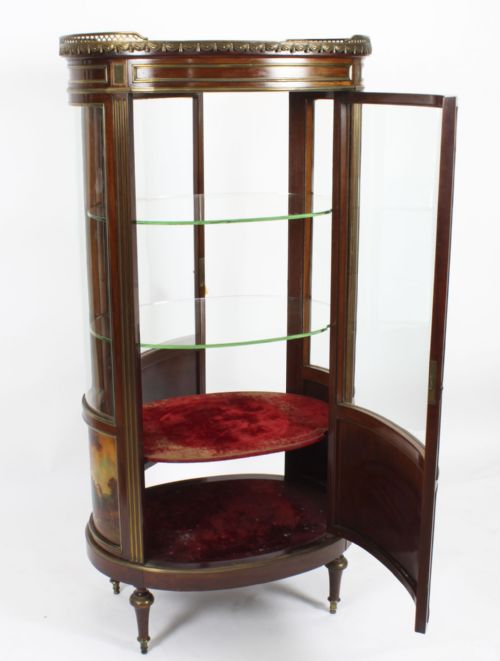 ANTIQUE FRENCH OVAL FREE STANDING VERNIS MARTIN CABINET VITRINE 19TH C - ADDITIONAL PHOTO 15