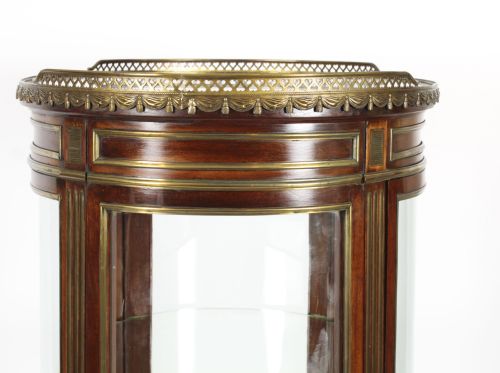 ANTIQUE FRENCH OVAL FREE STANDING VERNIS MARTIN CABINET VITRINE 19TH C - ADDITIONAL PHOTO 17