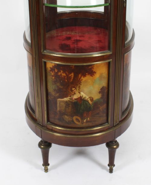 ANTIQUE FRENCH OVAL FREE STANDING VERNIS MARTIN CABINET VITRINE 19TH C - ADDITIONAL PHOTO 18