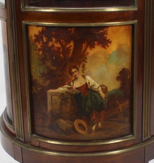 ANTIQUE FRENCH OVAL FREE STANDING VERNIS MARTIN CABINET VITRINE 19TH C - ADDITIONAL PHOTO 19