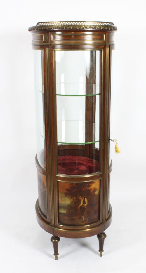 ANTIQUE FRENCH OVAL FREE STANDING VERNIS MARTIN CABINET VITRINE 19TH C - ADDITIONAL PHOTO 23