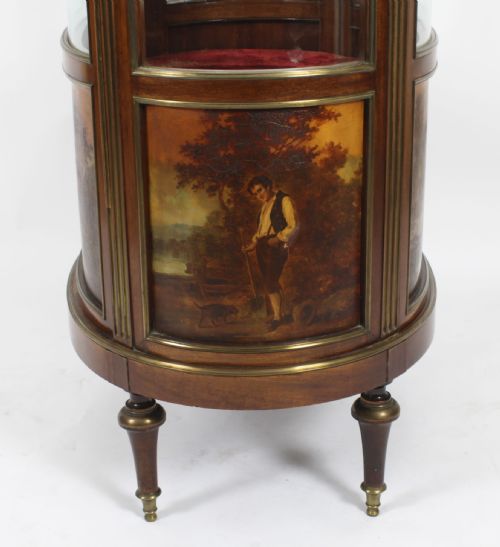 ANTIQUE FRENCH OVAL FREE STANDING VERNIS MARTIN CABINET VITRINE 19TH C - ADDITIONAL PHOTO 24