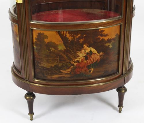 ANTIQUE FRENCH OVAL FREE STANDING VERNIS MARTIN CABINET VITRINE 19TH C - ADDITIONAL PHOTO 27