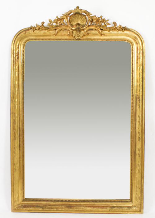 Antique Large French Giltwood Wall Mirror C.1860 - 154x101cm 19th C
