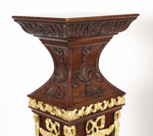 fig 3. Antique Pair of Edwardian Mahogany Pedestals Torchere Stands Early 20th C
