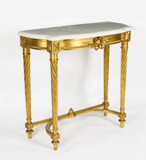 Antique French Napoleon III Carved Giltwood Console Pier Table C.1870 19th C
