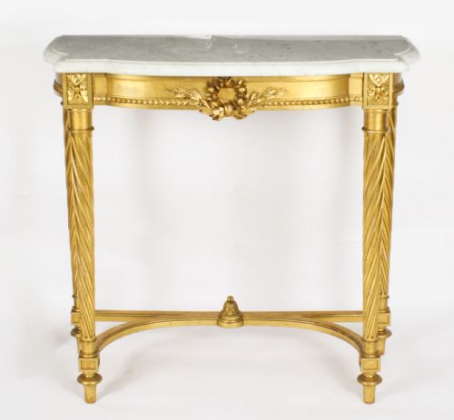 fig 1. Antique French Napoleon III Carved Giltwood Console Pier Table c.1870 19th C