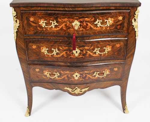 ANTIQUE FRENCH LOUIS REVIVAL MARQUETRY COMMODE CHEST OF DRAWERS 19TH C - ADDITIONAL PHOTO 2