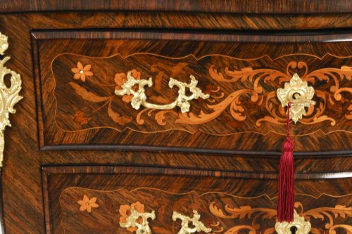 ANTIQUE FRENCH LOUIS REVIVAL MARQUETRY COMMODE CHEST OF DRAWERS 19TH C - ADDITIONAL PHOTO 6
