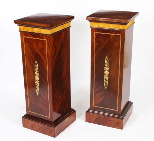 fig 3. Antique Pair Monumental 4ft Ormolu Mounted Malachite Obelisks on Stands C1920