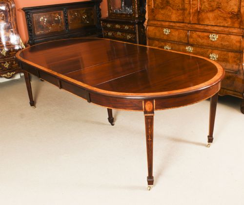 Antique 8ft6" Edwardian Inlaid Flame Mahogany Extending Dining Table C1900
