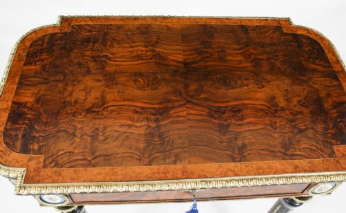 ANTIQUE FRENCH BURR WALNUT SEVRES ORMOLU MOUNTED WRITING TABLE 19TH C - ADDITIONAL PHOTO 3