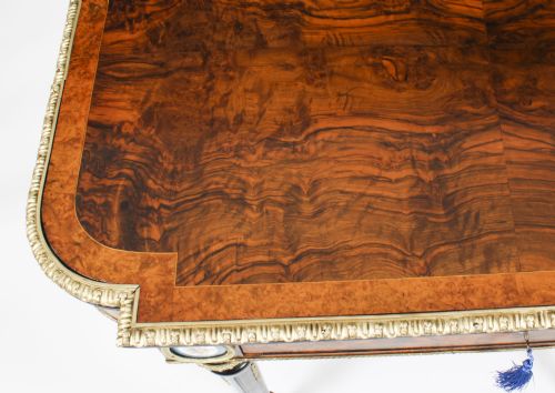 ANTIQUE FRENCH BURR WALNUT SEVRES ORMOLU MOUNTED WRITING TABLE 19TH C - ADDITIONAL PHOTO 4