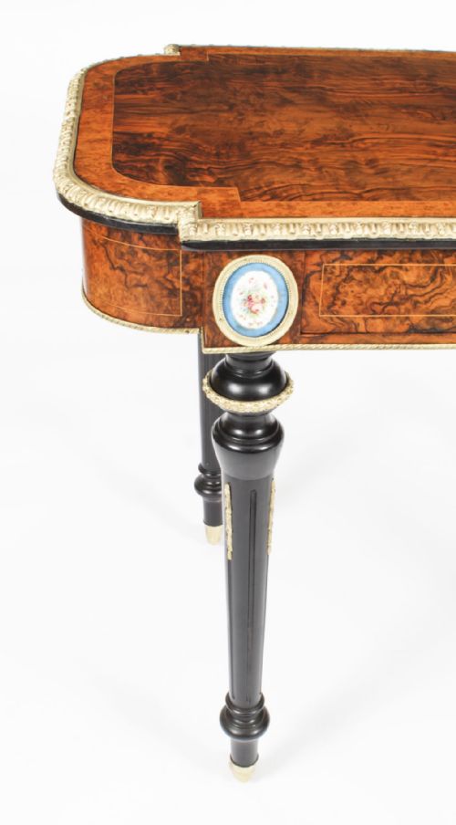 ANTIQUE FRENCH BURR WALNUT SEVRES ORMOLU MOUNTED WRITING TABLE 19TH C - ADDITIONAL PHOTO 9