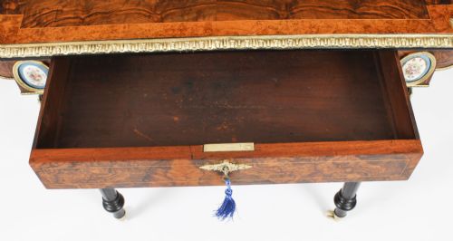 ANTIQUE FRENCH BURR WALNUT SEVRES ORMOLU MOUNTED WRITING TABLE 19TH C - ADDITIONAL PHOTO 11