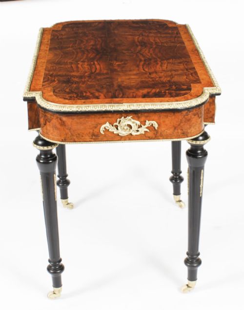 ANTIQUE FRENCH BURR WALNUT SEVRES ORMOLU MOUNTED WRITING TABLE 19TH C - ADDITIONAL PHOTO 14