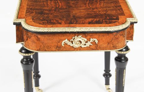 ANTIQUE FRENCH BURR WALNUT SEVRES ORMOLU MOUNTED WRITING TABLE 19TH C - ADDITIONAL PHOTO 15