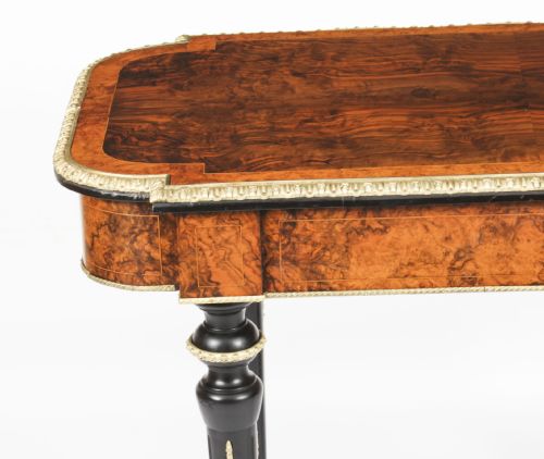 ANTIQUE FRENCH BURR WALNUT SEVRES ORMOLU MOUNTED WRITING TABLE 19TH C - ADDITIONAL PHOTO 16