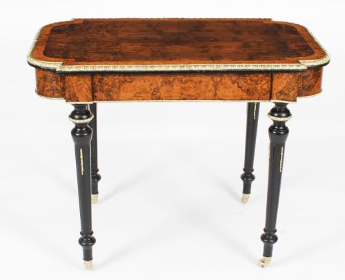 ANTIQUE FRENCH BURR WALNUT SEVRES ORMOLU MOUNTED WRITING TABLE 19TH C - ADDITIONAL PHOTO 17