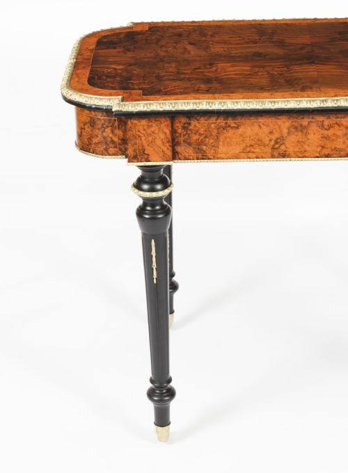ANTIQUE FRENCH BURR WALNUT SEVRES ORMOLU MOUNTED WRITING TABLE 19TH C - ADDITIONAL PHOTO 18