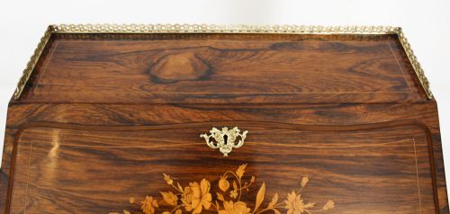 fig 4. Antique French Gonçalo Alves Marquetry Bureau de Dame 19th C
