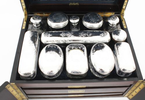 fig 1. Antique Palais Royal French Casket Necessaire Vanity Chest by L. Dujat 19th C
