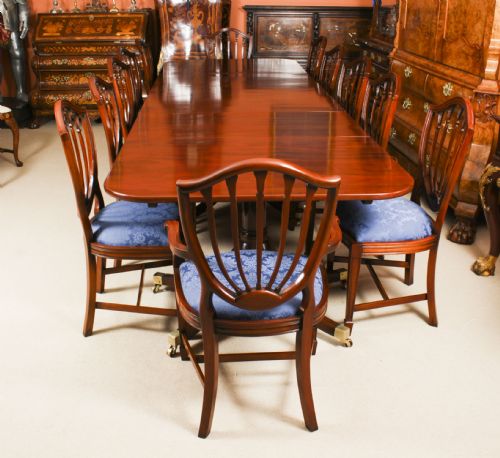 fig 2. Antique 12ft Regency Revival Triple Pillar Dining Table 19th C