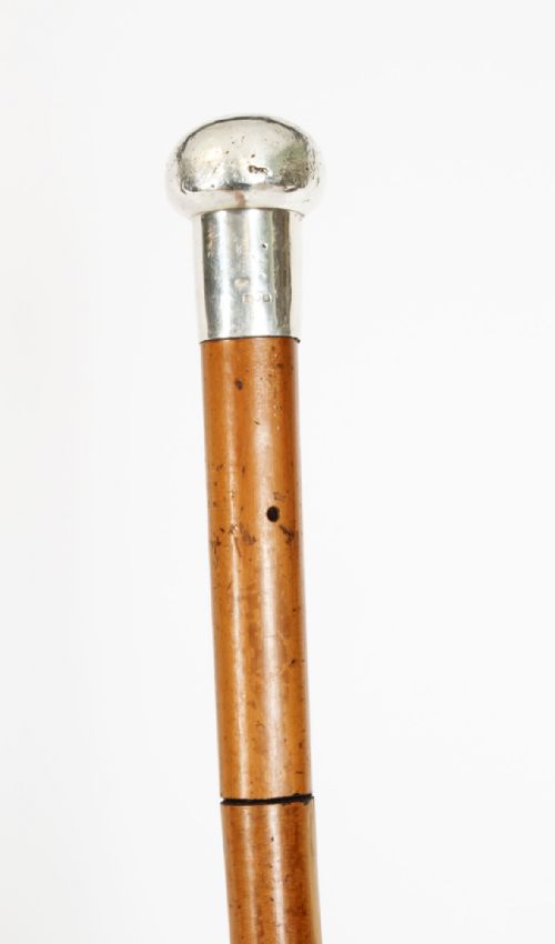 fig 1. Antique English Silver & Malacca Sword / Walking Stick Cane 19th Century